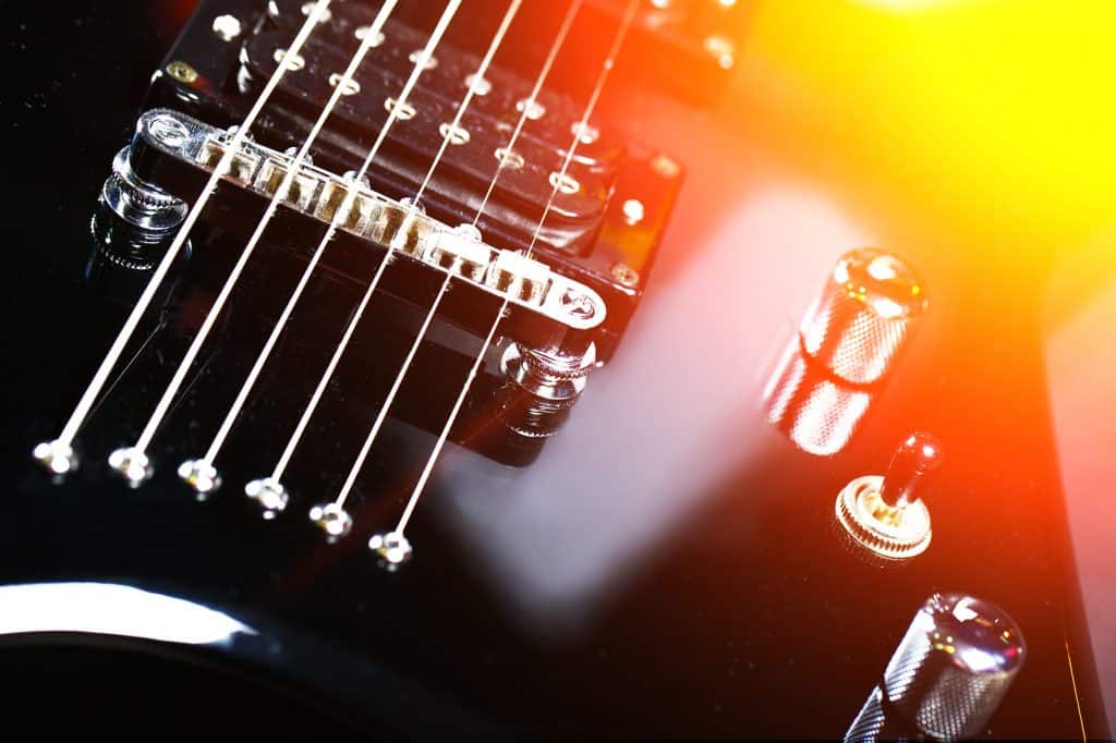 Electric guitar pickup closeup